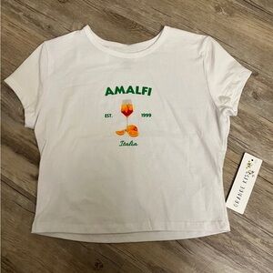 Amalfi White Tee with Orange and Green Print